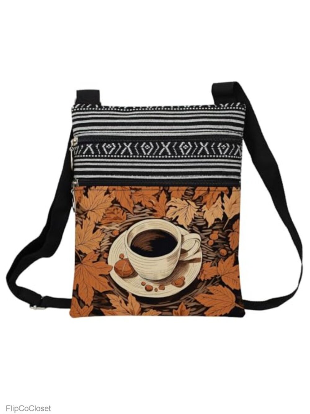 Polyester Crossbody Bag with Adjustable Strap and Zipper Closure
